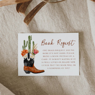 Watercolor Western Laarzen Baby Shower Boek Verzoe Informatiekaartje