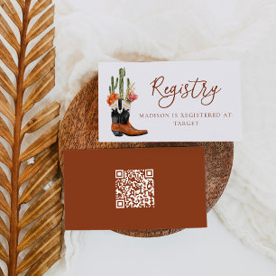 Watercolor Western Laarzen QR Code Baby Cadeau Lij Informatiekaartje