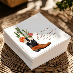 Watercolor Western Laarzen Schoppende Baby Shower Servet