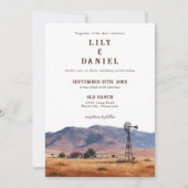 Watercolor Western Mountain Cowboy Ranch Wedding Kaart (Voorkant)