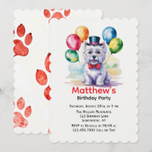 Watercolor Westie Hond Kinderverjaardagsfeestje