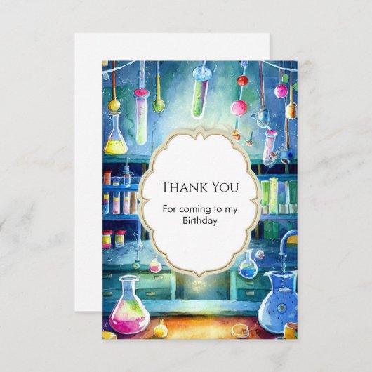 Watercolor Wetenschap Magie Wetenschapper Verjaard Bedankkaart (Voorkant / Achterkant)