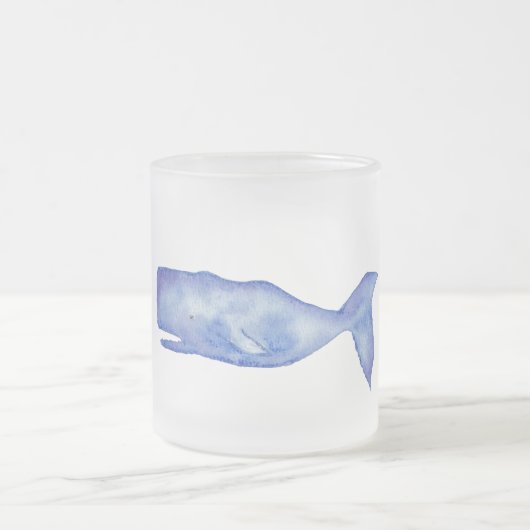 Watercolor whale coffee mug matglas koffiemok (Center)