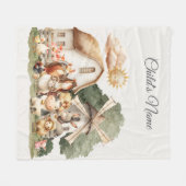 Watercolor Whimsical Farm Animals Fleece Deken (Voorkant (Horizontaal))