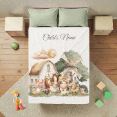 Watercolor Whimsical Farm Animals Fleece Deken