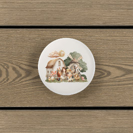 Watercolor Whimsical Farm Animals Keramische Knop