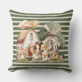 Watercolor Whimsical Farm Animals Kussen