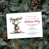 Watercolor whimsical reindeer party invitation kaart