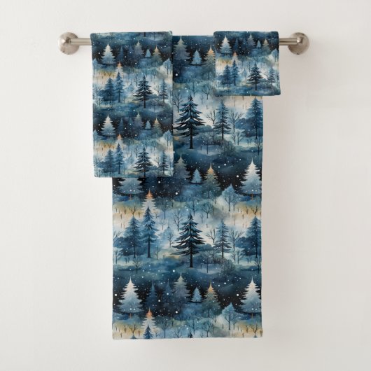 Watercolor Whimsical Winter Wonderland Christmas Bad Handdoek (Insitu)