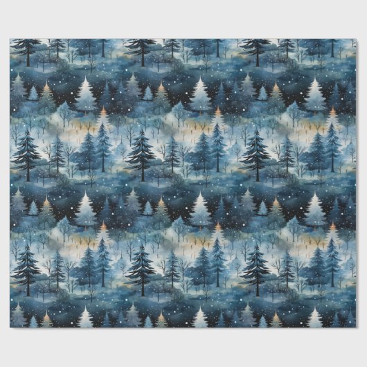 Watercolor Whimsical Winter Wonderland Christmas Cadeaupapier (Vlak)