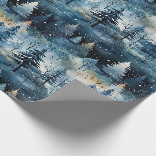 Watercolor Whimsical Winter Wonderland Christmas Cadeaupapier (Hoek)