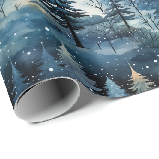 Watercolor Whimsical Winter Wonderland Christmas Cadeaupapier (Rol Hoek)