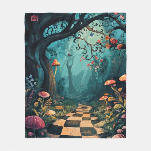 Watercolor Whimsical Wonderland Path Fleece Deken (Voorkant)