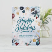 Watercolor Whimsy Festive Ornaments Christmas Feestdagenkaart (Staand voorkant)