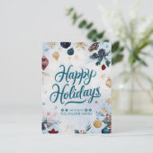 Watercolor Whimsy Festive Ornaments Christmas Feestdagenkaart (Staand voorkant)