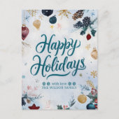 Watercolor Whimsy Festive Ornaments Christmas Feestdagenkaart (Voorkant)