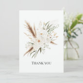 Watercolor White Bohemian Floral Boho Wedding Bedankkaart (Staand voorkant)