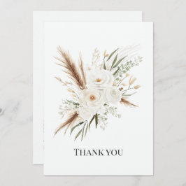 Watercolor White Bohemian Floral Boho Wedding Bedankkaart