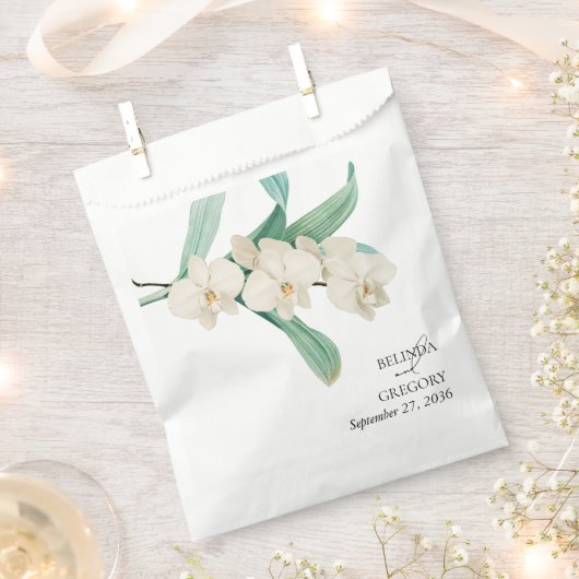 Watercolor White Orchids Floral Wedding Bedankzakje (Geknipt)