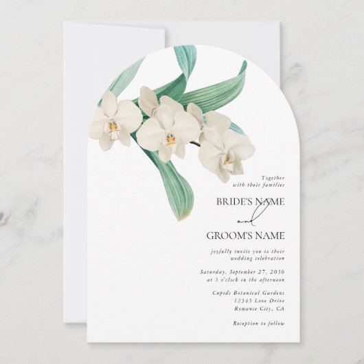 Watercolor White Orchids Floral Wedding Kaart (Voorkant)
