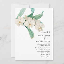 Watercolor White Orchids Floral Wedding Kaart