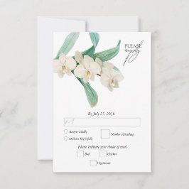 Watercolor White Orchids Floral Wedding RSVP Kaartje