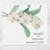 Watercolor White Orchids Floral Wedding Sparkling Wijnetiket (Enkel label)