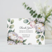 Watercolor White Peonies Wedding Bedankkaart (Staand voorkant)