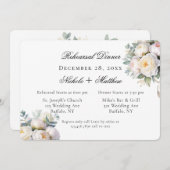 Watercolor White Peonies Wedding Rehearsal Dinner Kaart (Voorkant / Achterkant)