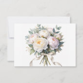 Watercolor White Peonies Wedding RSVP Kaartje (Achterkant)