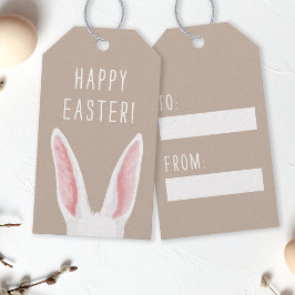 Watercolor White Rabbit Ears Happy Easter Cadeaulabel
