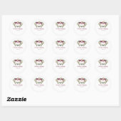 Watercolor White Roses Wedding Cranberry Flowers Ronde Sticker (Vel)