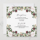 Watercolor White Roses with Cranberry Floral Kaart (Achterkant)