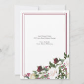 Watercolor White Roses with Cranberry Wedding Kaart (Achterkant)