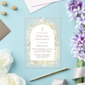 watercolor white yellow flowers First Communion Acryl Uitnodigingen (Insitu (Huwelijk))