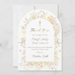 watercolor white yellow flowers thank you card kaart