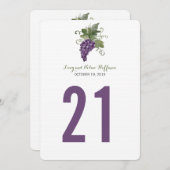 Watercolor Wijn Wijngaard | Tafel Nummer Kaart (Voorkant / Achterkant)