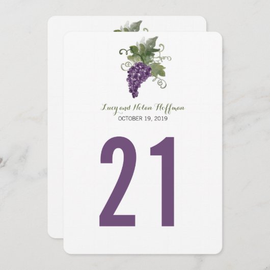 Watercolor Wijn Wijngaard | Tafel Nummer Kaart (Voorkant / Achterkant)