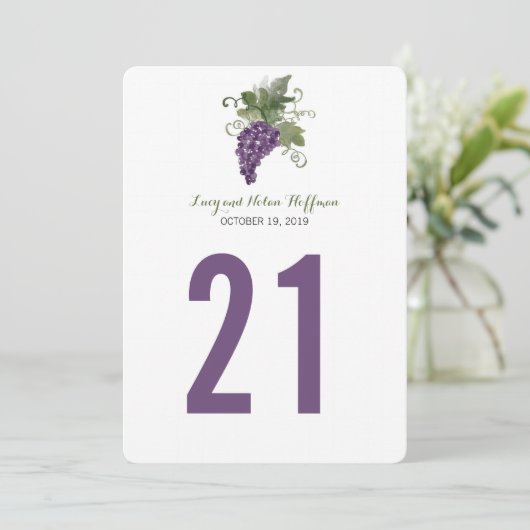 Watercolor Wijn Wijngaard | Tafel Nummer Kaart (Staand voorkant)