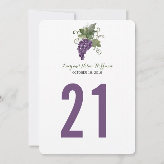 Watercolor Wijn Wijngaard | Tafel Nummer Kaart (Achterkant)