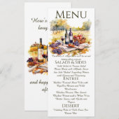 Watercolor Wijngaard Menukaart Kaart (Voorkant / Achterkant)