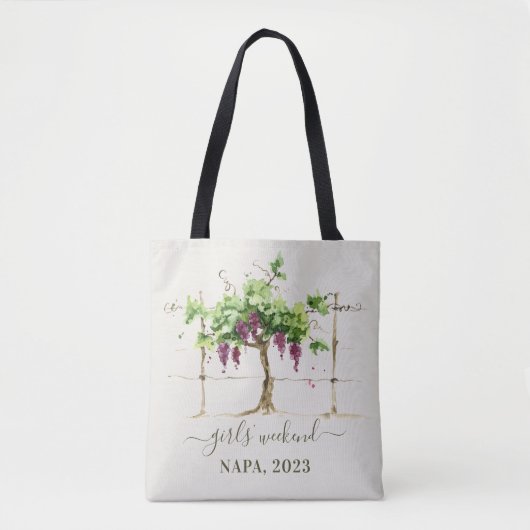 Watercolor Wijntas Tas voor Meidenweekend (Voorkant)