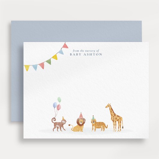 Watercolor Wild Animals Nursery note card Bedankkaart
