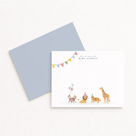 Watercolor Wild Animals Nursery note card Bedankkaart