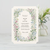 Watercolor Wild Flowers Wedding Kaart (Staand voorkant)