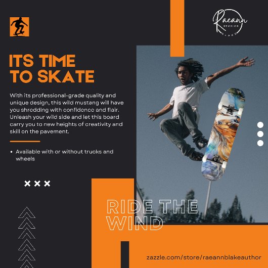 Watercolor Wild Mustang Skateboard