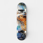 Watercolor Wild Mustang Skateboard (Voorkant)