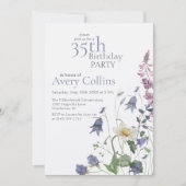 Watercolor Wilde Bloem 35e Verjaardag Kaart (Voorkant)