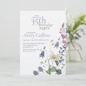 Watercolor Wilde Bloem 35e Verjaardag Kaart (Staand voorkant)