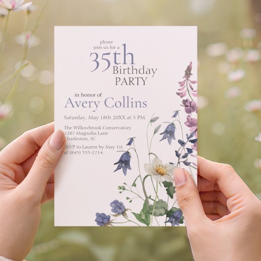 Watercolor Wilde Bloem 35e Verjaardag Kaart